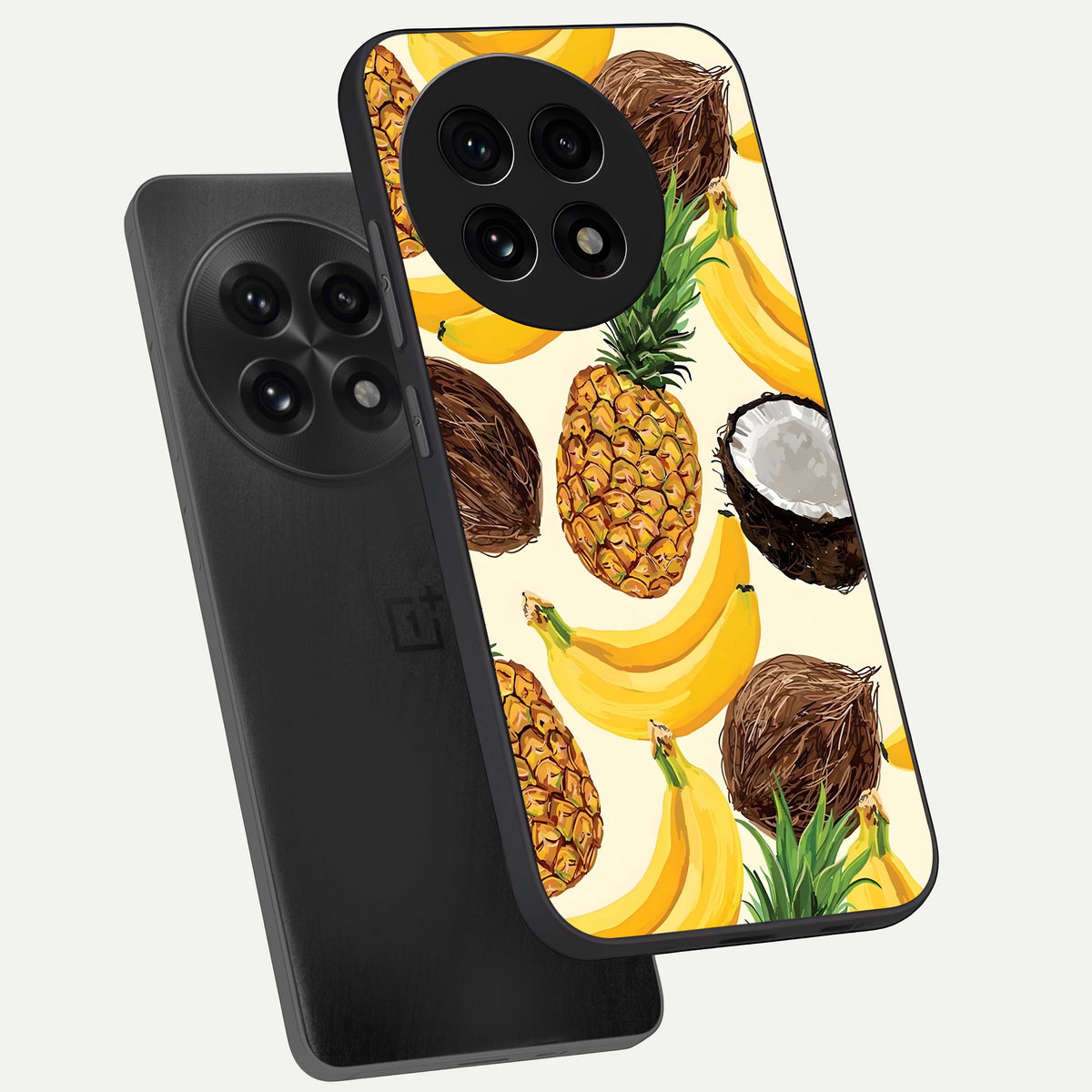  Tropical Fruit Mood phone case For OnePlus 13R showing premium glass back cover with detailed artwork