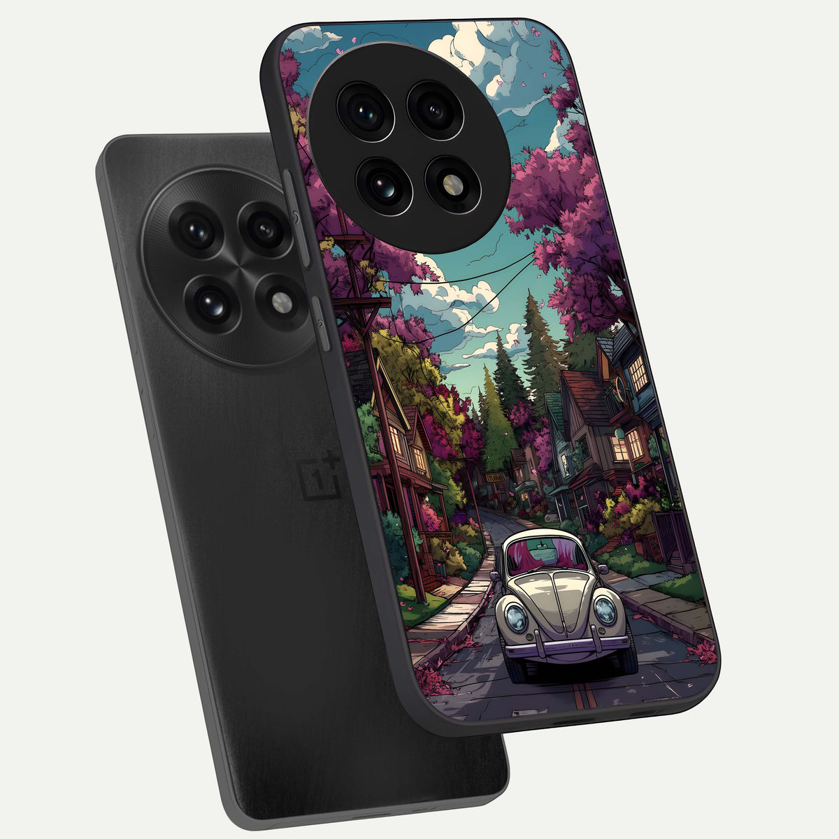 Vintage Street Drive phone case For OnePlus 13R showing premium glass back cover with detailed artwork