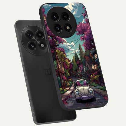  Vintage Street Drive phone case For OnePlus 13R showing premium glass back cover with detailed artwork