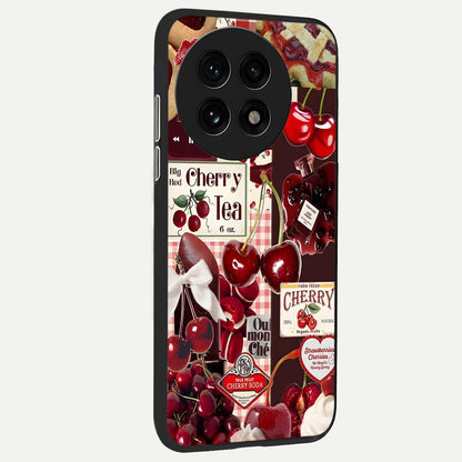 Aesthetic Cherry Tea back cover For OnePlus 13R slim fit glass case with vibrant aesthetic design