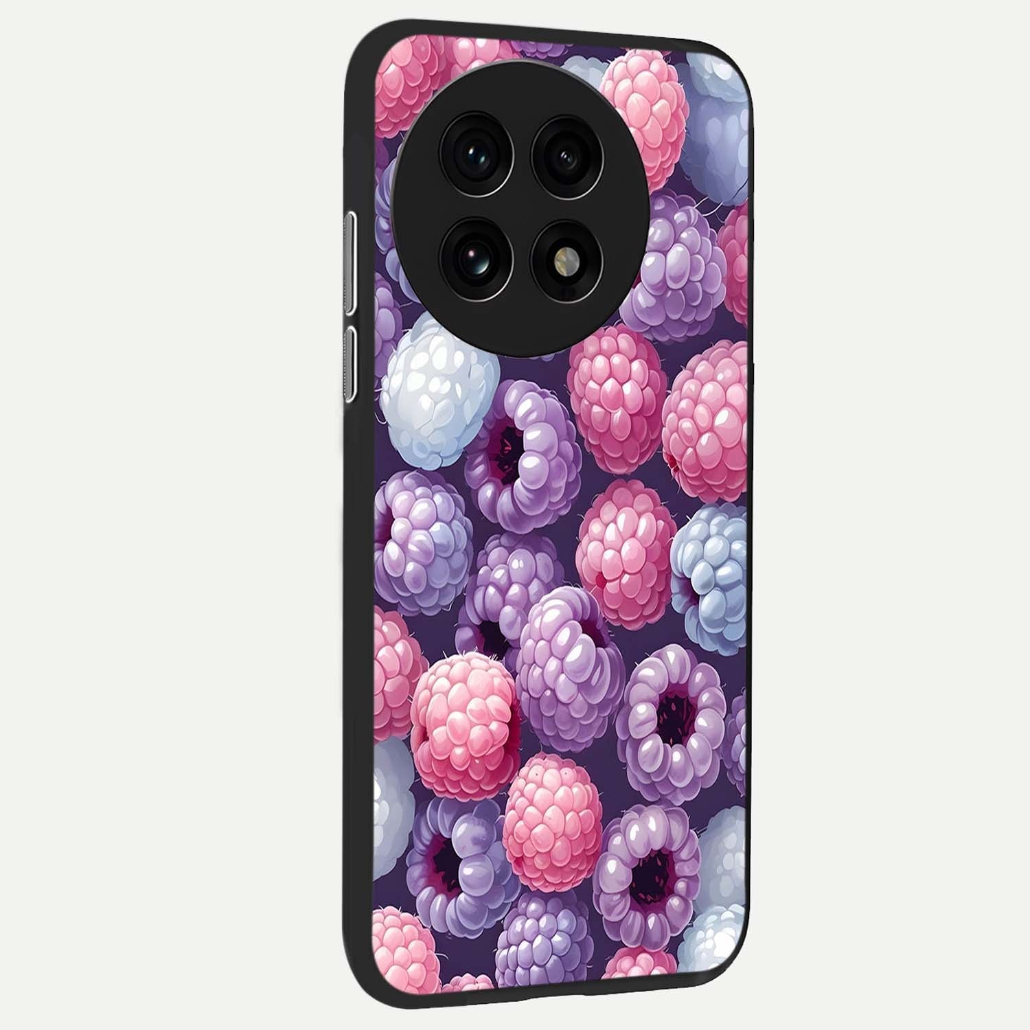 Berry Candy Pop Glass Case showing full back design in clean flat view with playful candy-inspired berry art and glossy glass finish.