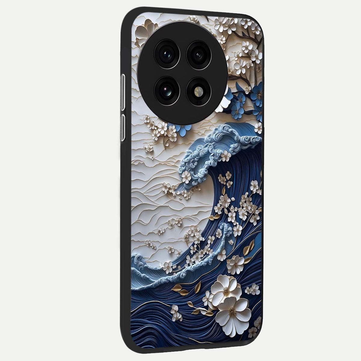  Blossom Wave Art back cover For OnePlus 13R slim fit glass case with vibrant aesthetic design