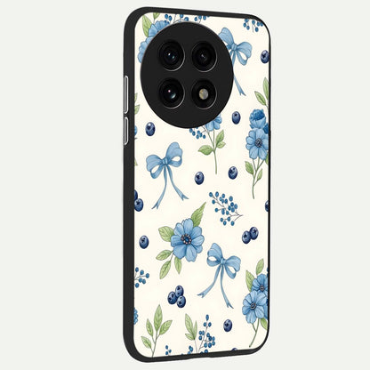  Blue Flower And Bow back cover For OnePlus 13R slim fit glass case with vibrant aesthetic design
