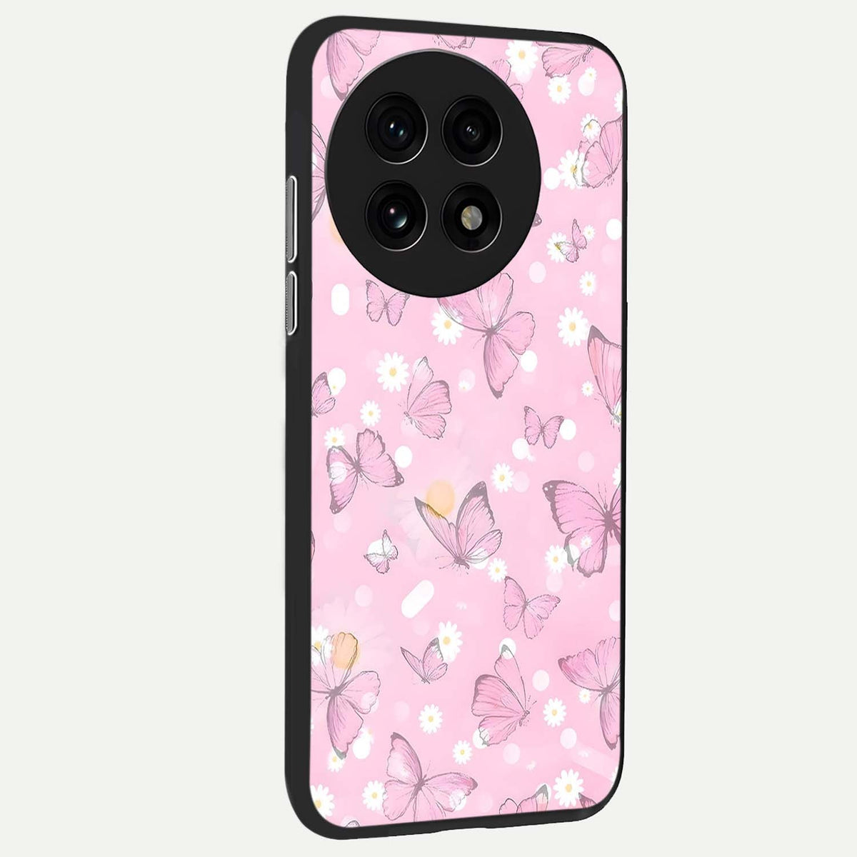  Blush Butterfly Garden back cover For OnePlus 13R slim fit glass case with vibrant aesthetic design