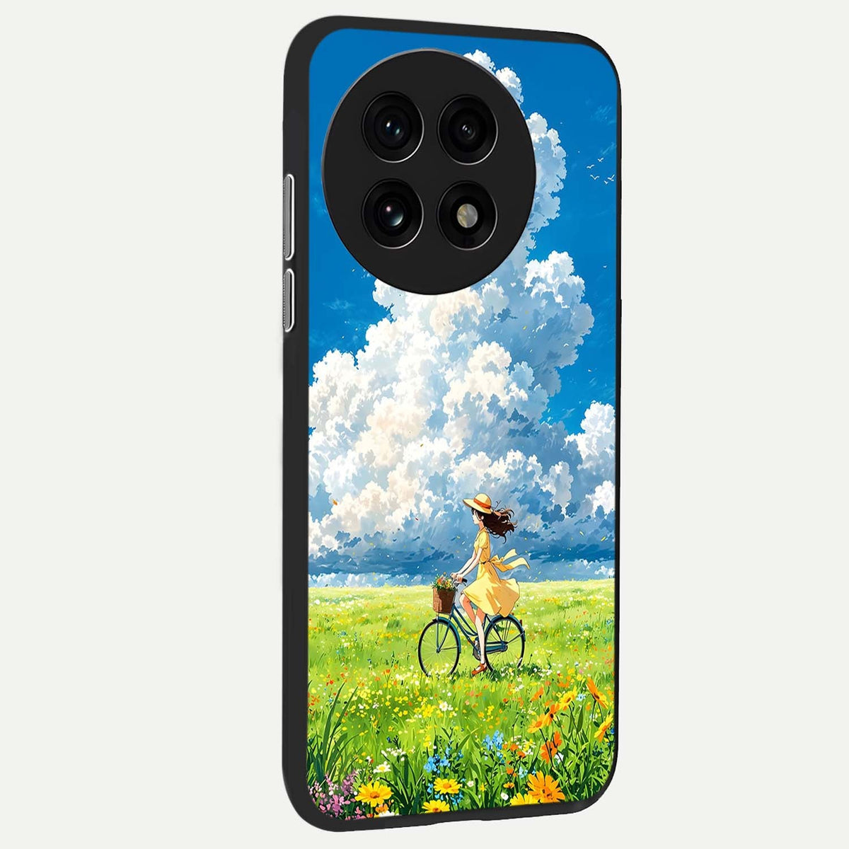  Breezy Meadow Ride back cover For OnePlus 13R slim fit glass case with vibrant aesthetic design