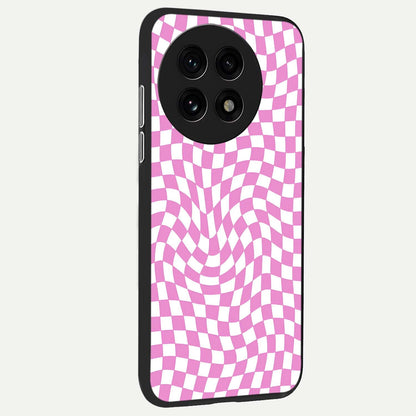  Bubblegum Check Wave back cover For OnePlus 13R slim fit glass case with vibrant aesthetic design