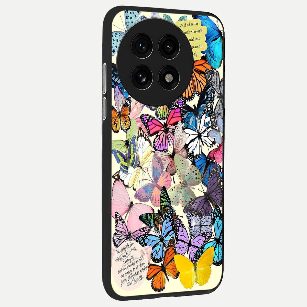  Butterflies Petal Dream back cover For OnePlus 13R slim fit glass case with vibrant aesthetic design