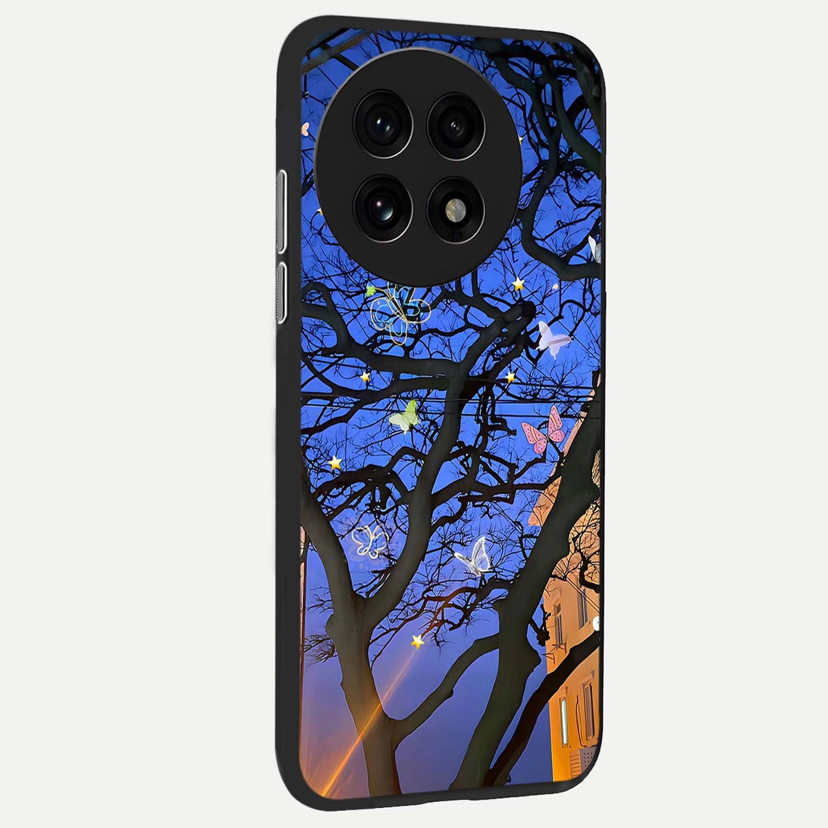  Butterfly Night Magic back cover For OnePlus 13R slim fit glass case with vibrant aesthetic design