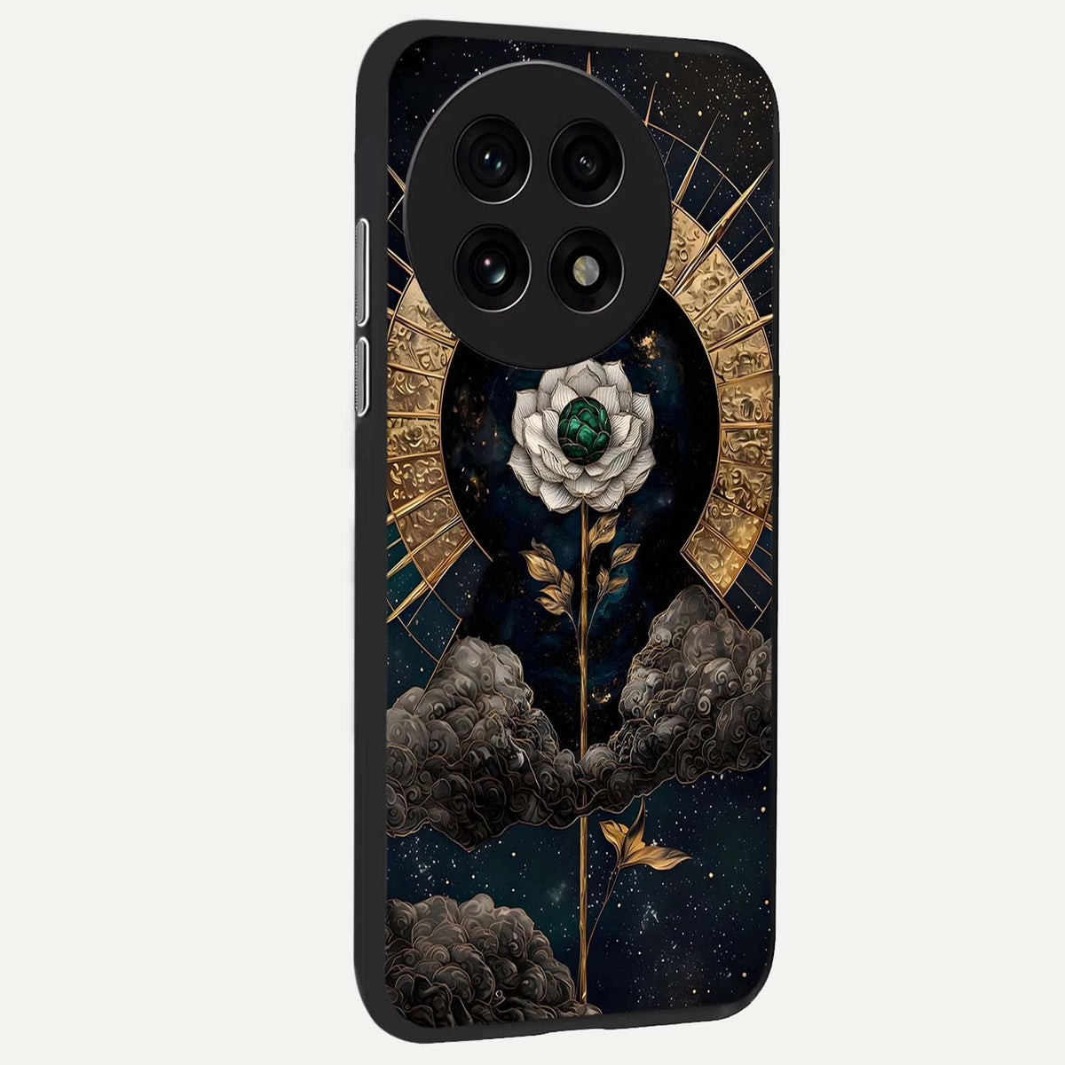  Celestial Lotus Morang back cover For OnePlus 13R slim fit glass case with vibrant aesthetic design