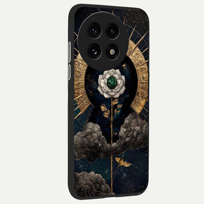  Celestial Lotus Morang back cover For OnePlus 13R slim fit glass case with vibrant aesthetic design