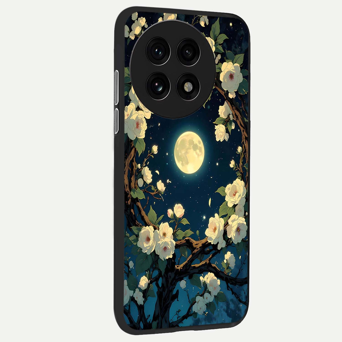  Celestial Moon And Flower back cover For OnePlus 13R slim fit glass case with vibrant aesthetic design