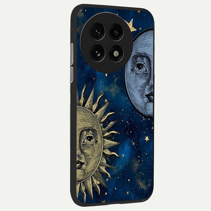  Celestial Moon With Sun back cover For OnePlus 13R slim fit glass case with vibrant aesthetic design