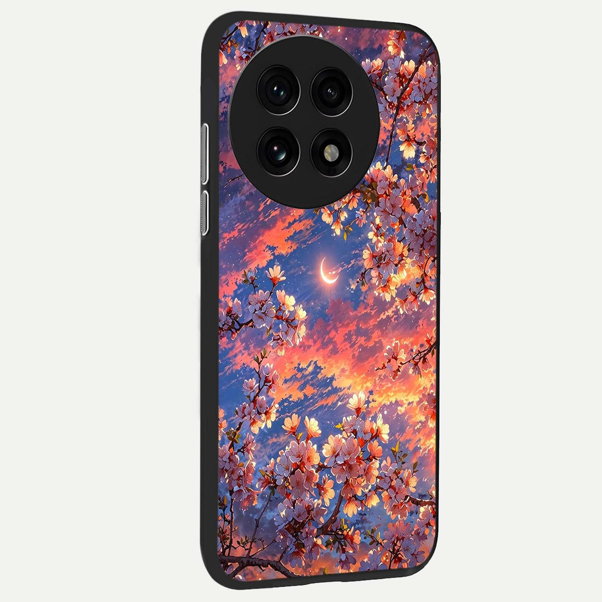  Celestial Sakura Sunset back cover For OnePlus 13R slim fit glass case with vibrant aesthetic design