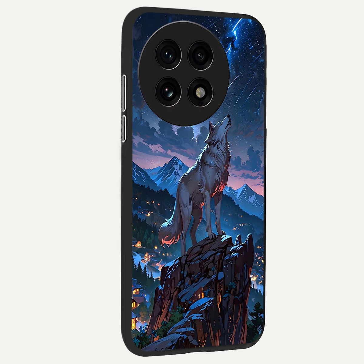  Celestial Wolf Howl back cover For OnePlus 13R slim fit glass case with vibrant aesthetic design