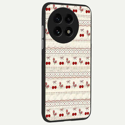  Cherry Bloom Charm back cover For OnePlus 13R slim fit glass case with vibrant aesthetic design