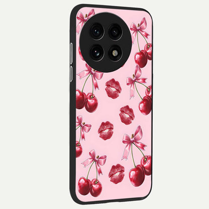  Cherry With Lips back cover For OnePlus 13R slim fit glass case with vibrant aesthetic design