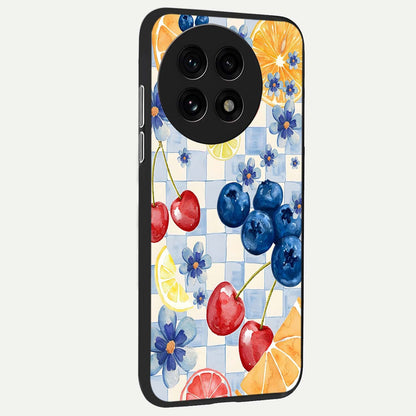  Citrus Bloom Joy back cover For OnePlus 13R slim fit glass case with vibrant aesthetic design