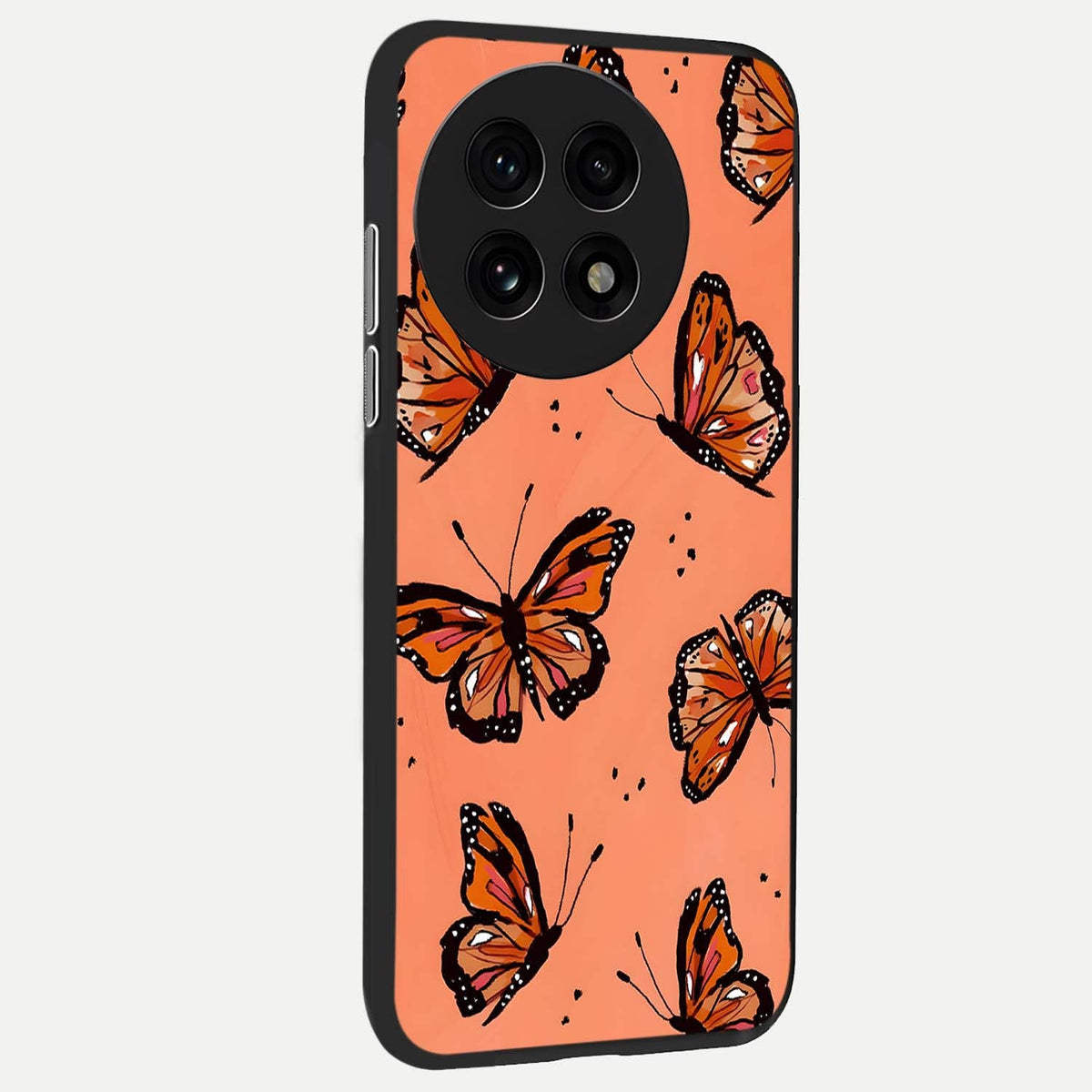  Coral Wing Butterfly back cover For OnePlus 13R slim fit glass case with vibrant aesthetic design