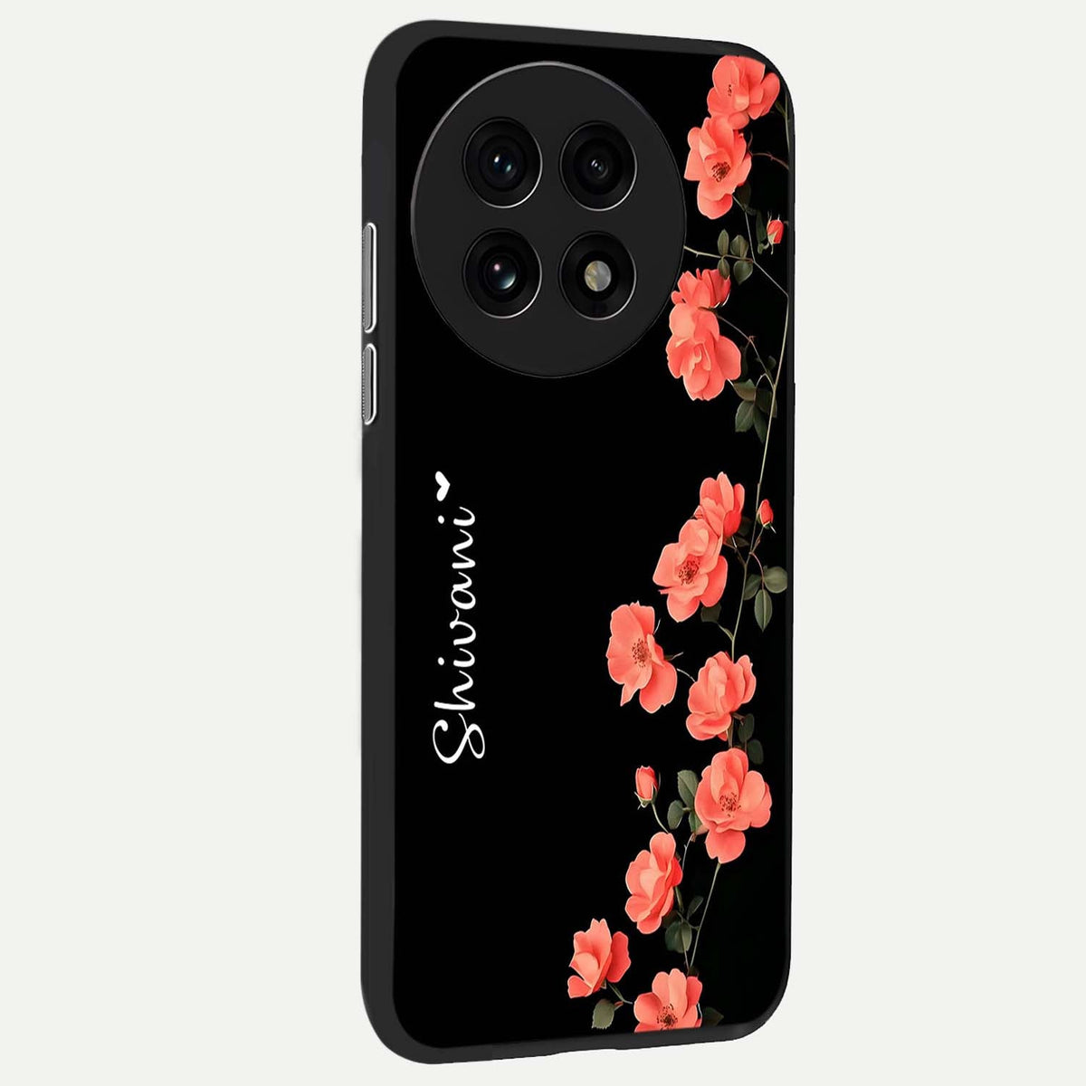  Crimson Bloom Grace Custom Name back cover For OnePlus 13R slim fit glass case with vibrant aesthetic design