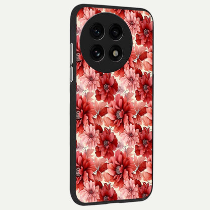  Crimson Love Petals back cover For OnePlus 13R slim fit glass case with vibrant aesthetic design