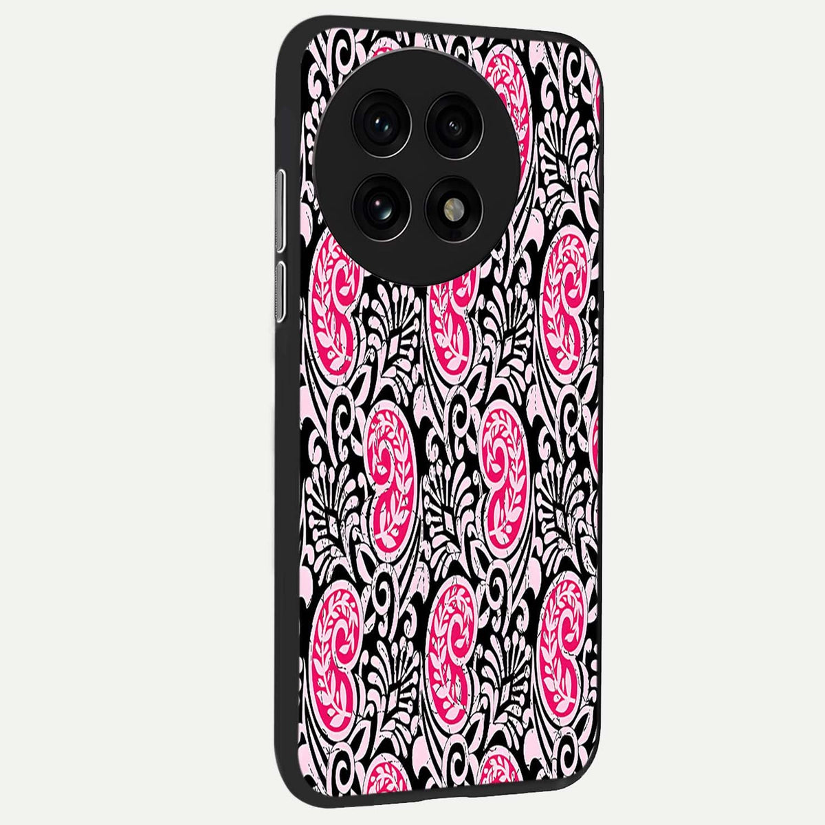  Crimson Paisley Charm back cover For OnePlus 13R slim fit glass case with vibrant aesthetic design