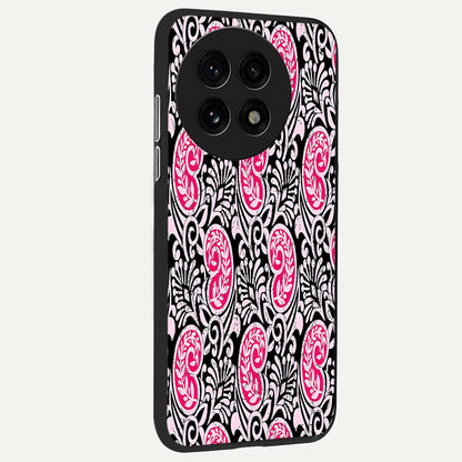  Crimson Paisley Charm back cover For OnePlus 13R slim fit glass case with vibrant aesthetic design