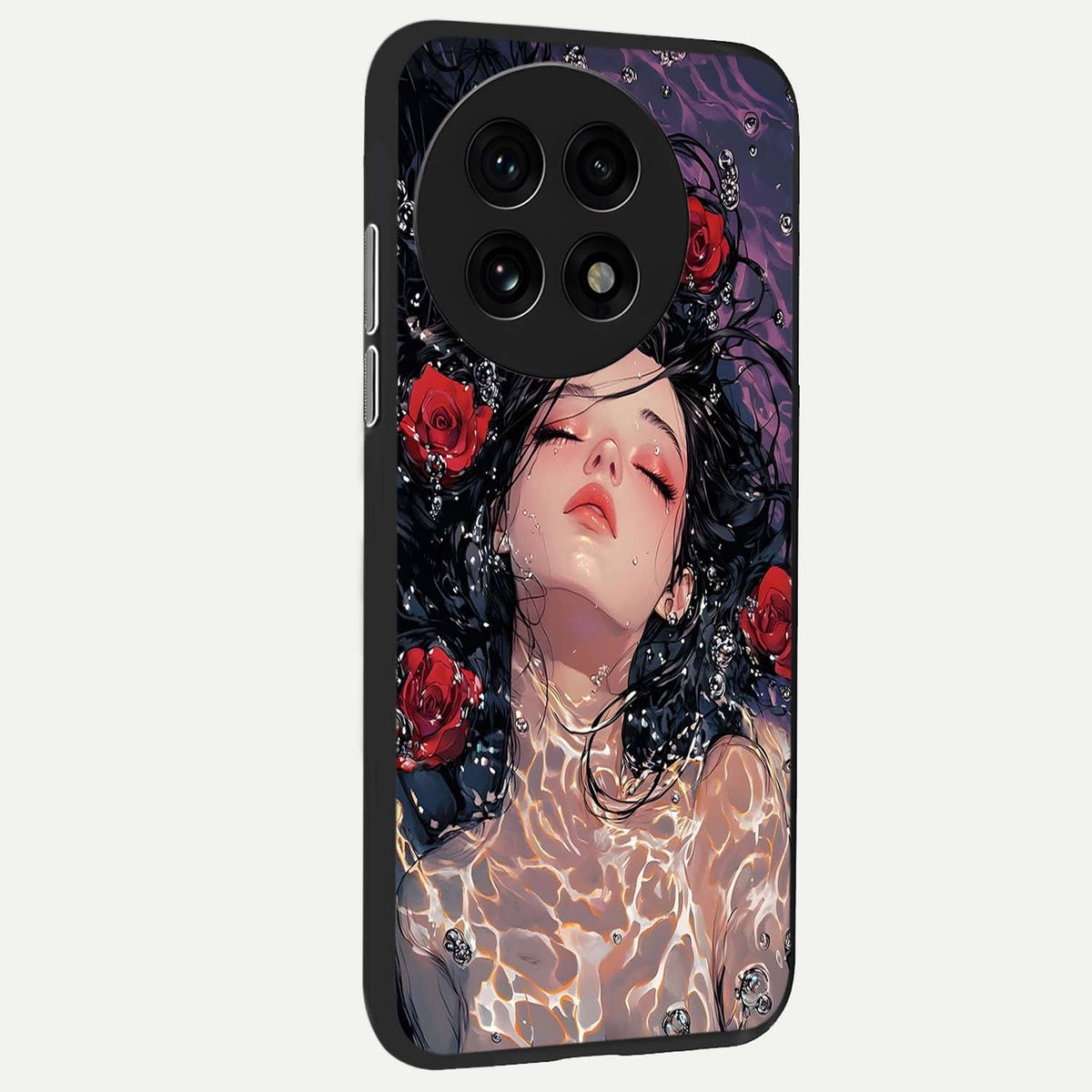  Crimson Rose Serenity back cover For OnePlus 13R slim fit glass case with vibrant aesthetic design