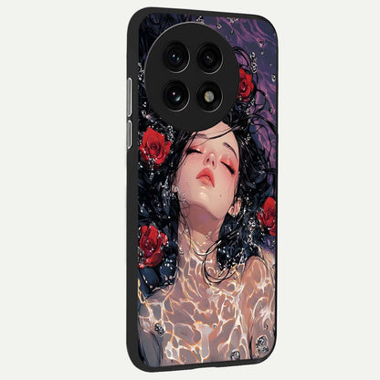  Crimson Rose Serenity back cover For OnePlus 13R slim fit glass case with vibrant aesthetic design
