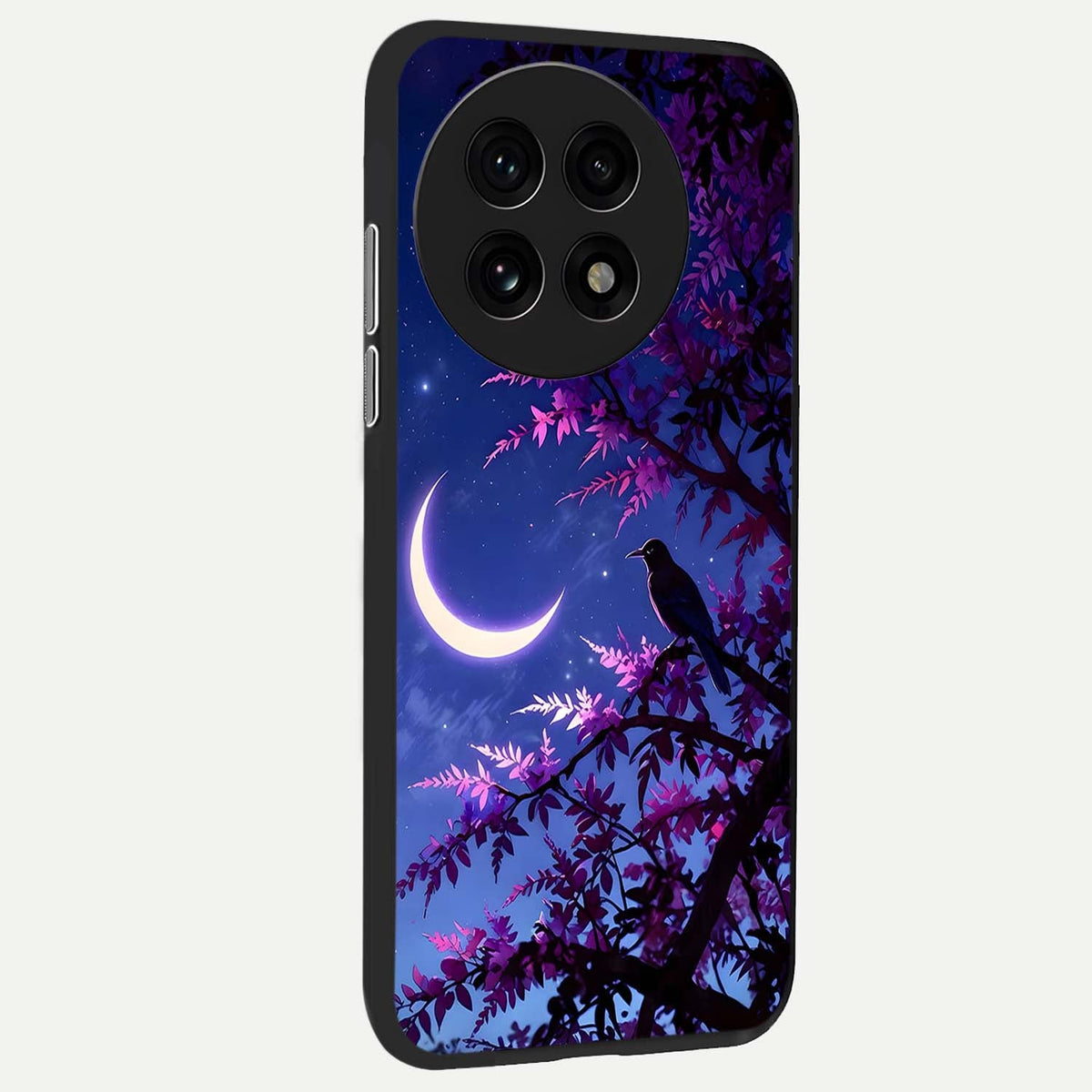  Crow And Moon Scenery back cover For OnePlus 13R slim fit glass case with vibrant aesthetic design