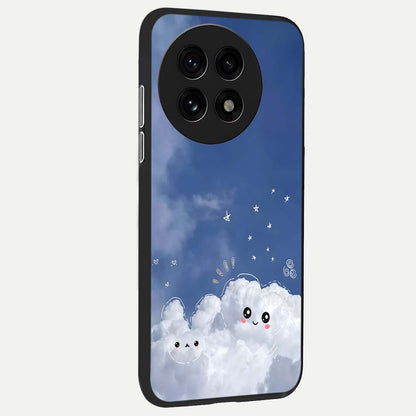  Cute Blossom Cloud back cover For OnePlus 13R slim fit glass case with vibrant aesthetic design