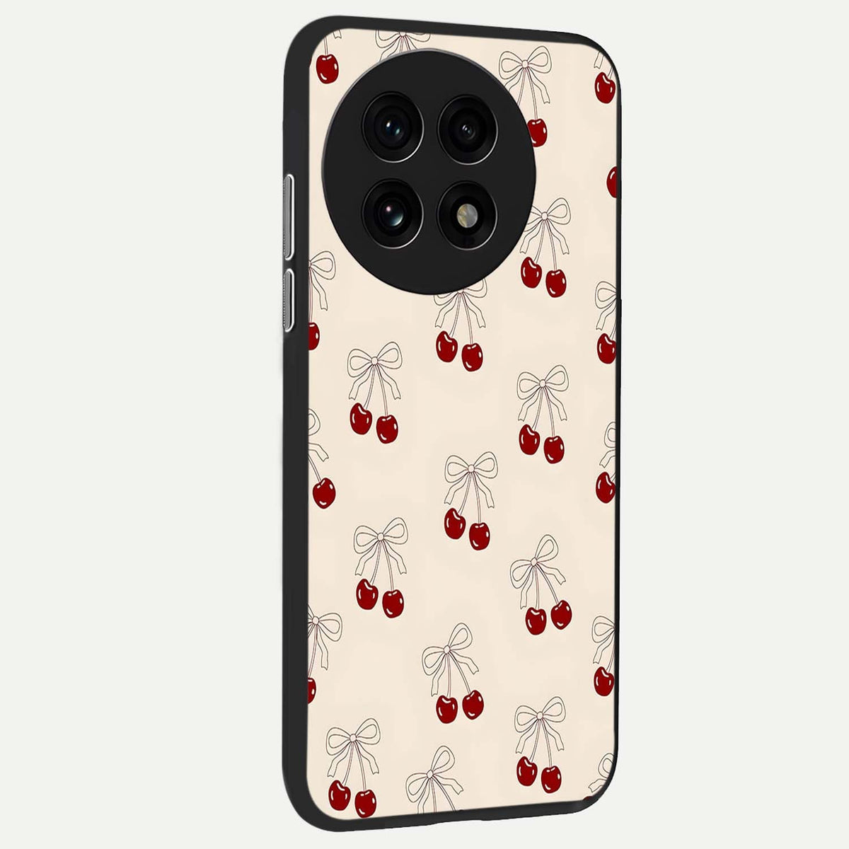  Cute Cherry Pattern back cover For OnePlus 13R slim fit glass case with vibrant aesthetic design