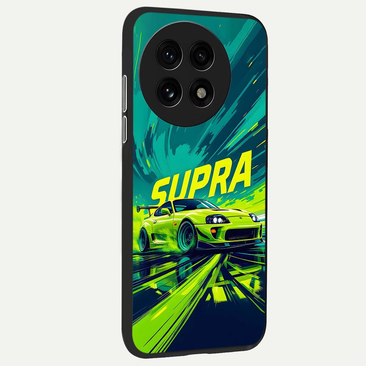  Electric Supra Thunder back cover For OnePlus 13R slim fit glass case with vibrant aesthetic design
