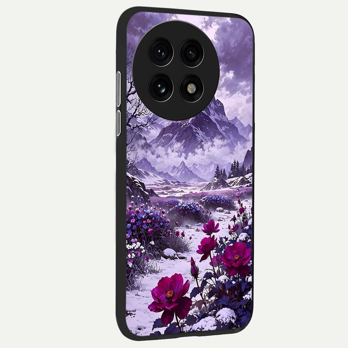  Flower Mountain View back cover For OnePlus 13R slim fit glass case with vibrant aesthetic design