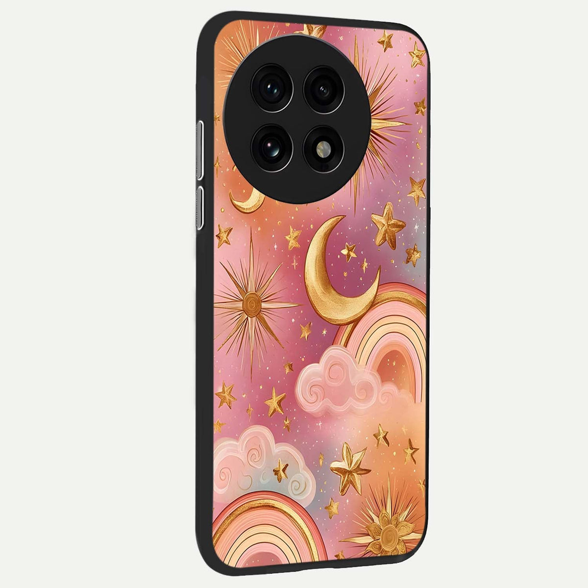  Golden Celestial Dreams back cover For OnePlus 13R slim fit glass case with vibrant aesthetic design