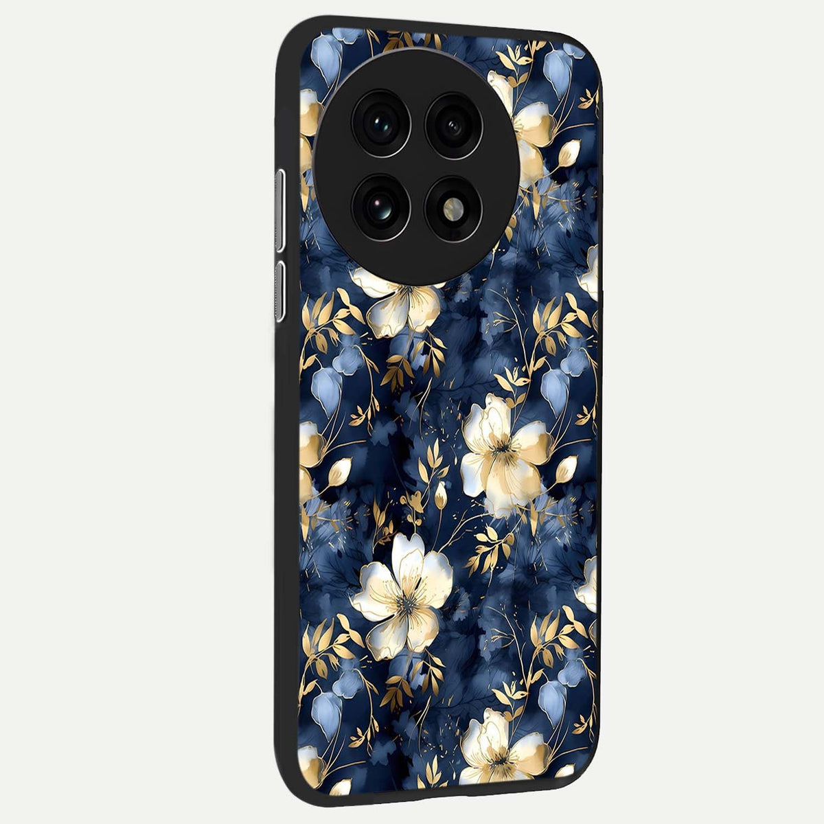  Golden Midnight Bloom back cover For OnePlus 13R slim fit glass case with vibrant aesthetic design