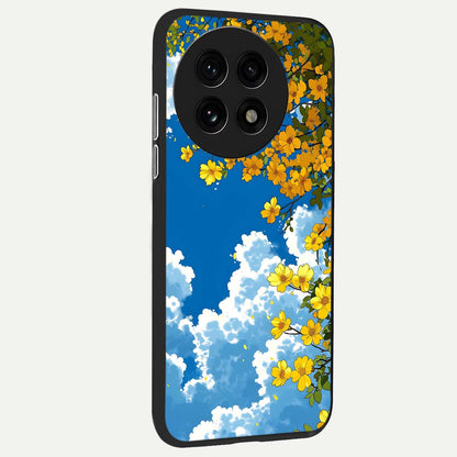  Golden Petal Sky back cover For OnePlus 13R slim fit glass case with vibrant aesthetic design