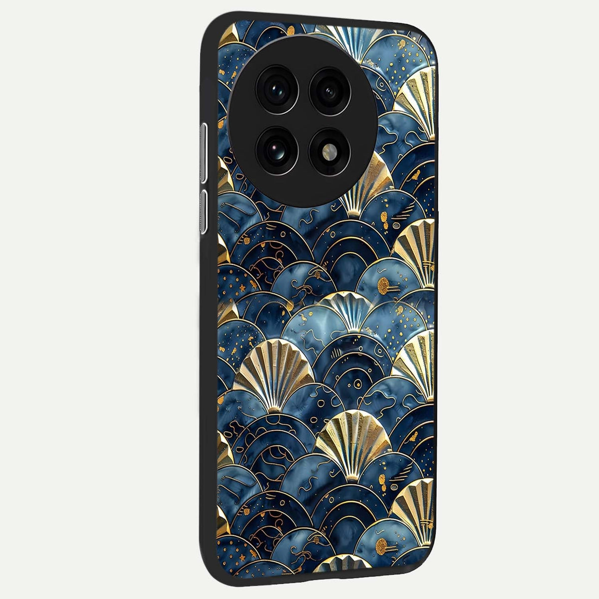  Golden Wave Luxe back cover For OnePlus 13R slim fit glass case with vibrant aesthetic design