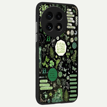  Green Mandala Pattern back cover For OnePlus 13R slim fit glass case with vibrant aesthetic design