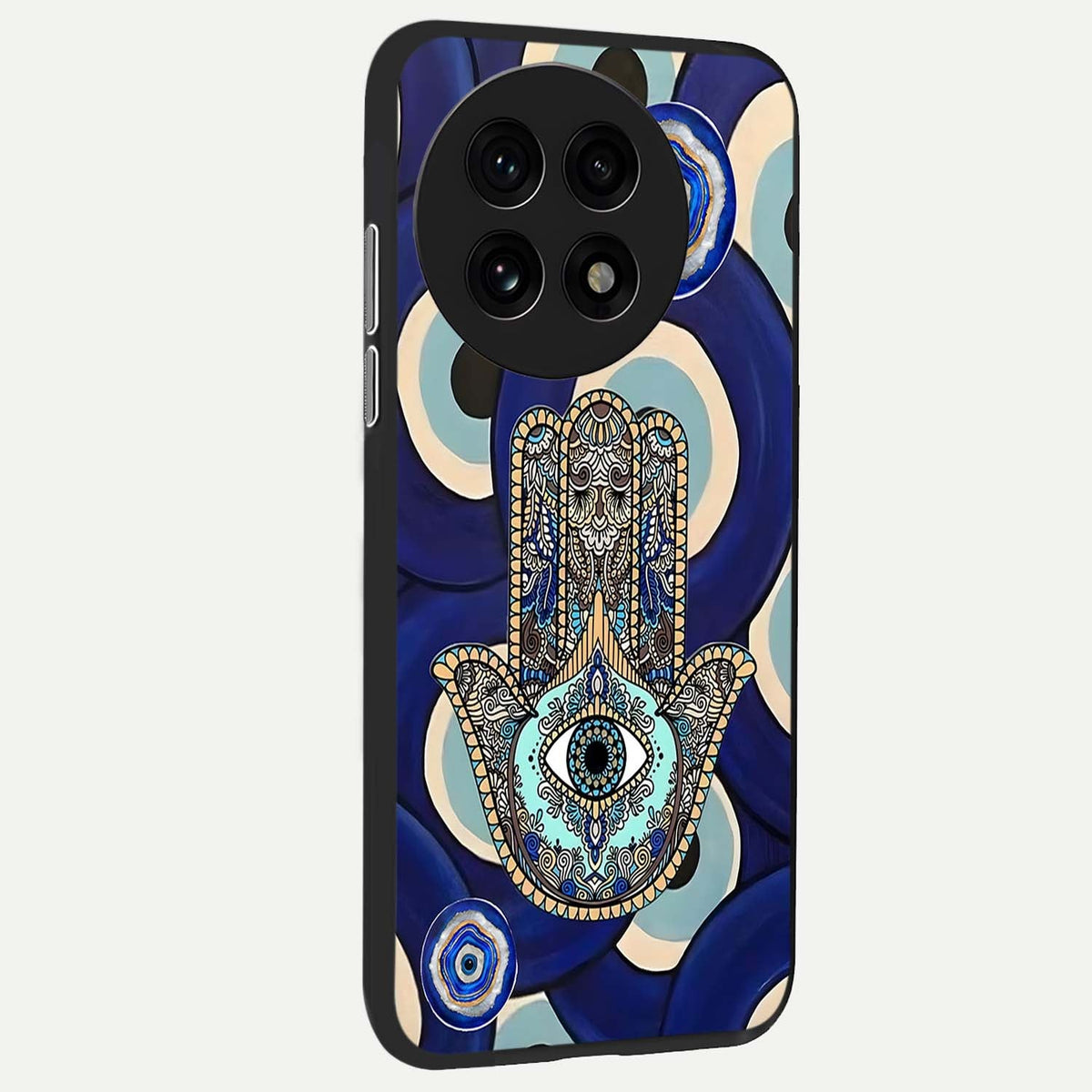  Hamsa Divine Guard back cover For OnePlus 13R slim fit glass case with vibrant aesthetic design
