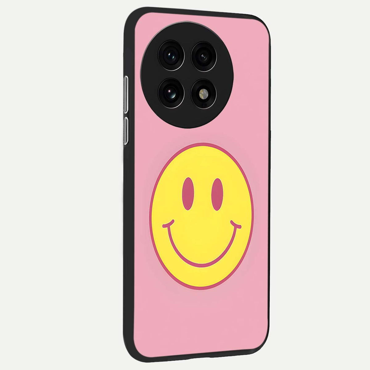 Happy Pink Mood back cover For OnePlus 13R slim fit glass case with vibrant aesthetic design