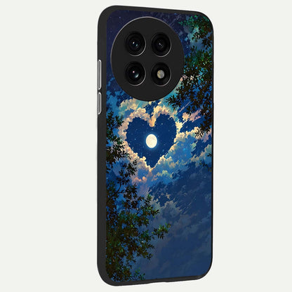  Heart With Moon Sky back cover For OnePlus 13R slim fit glass case with vibrant aesthetic design