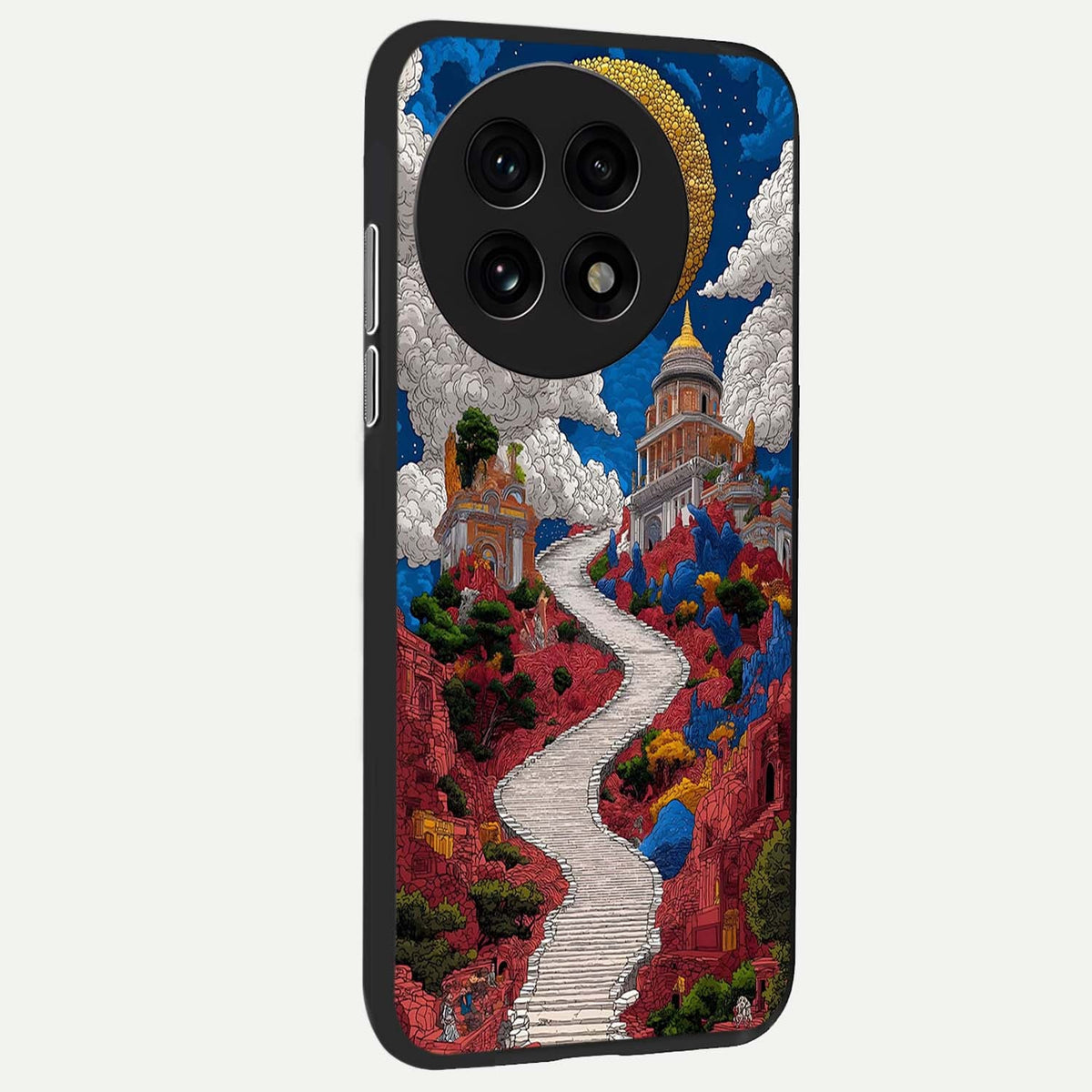  Heavenly Moon Path back cover For OnePlus 13R slim fit glass case with vibrant aesthetic design