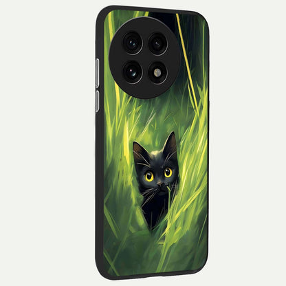  Hidden Cat Whisper back cover For OnePlus 13R slim fit glass case with vibrant aesthetic design