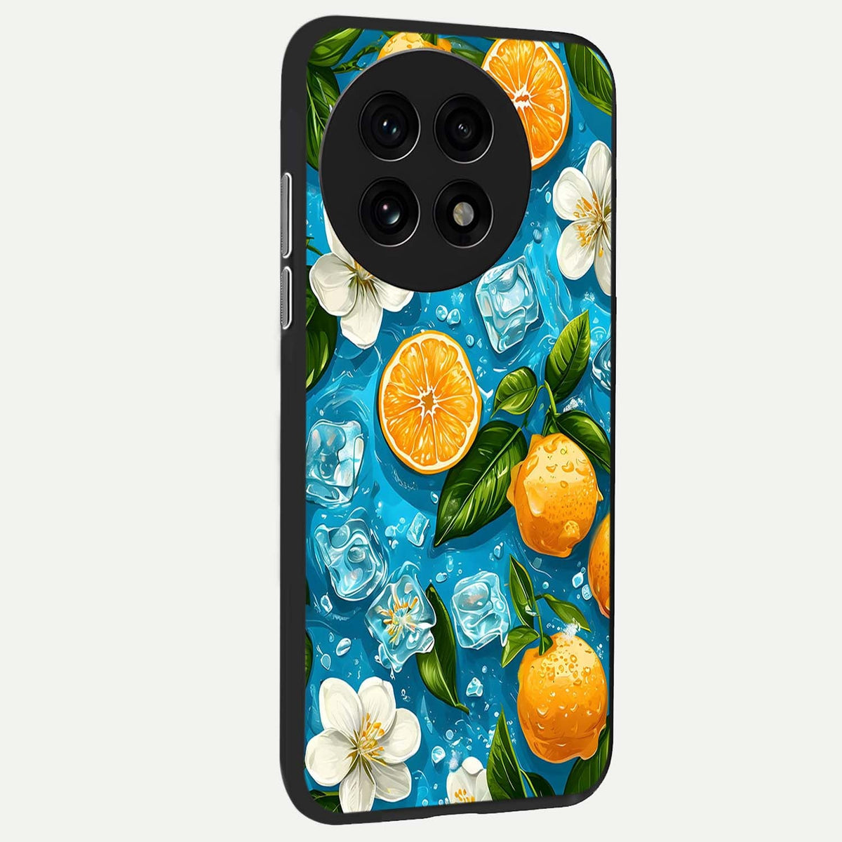  Ice Cube With Orange back cover For OnePlus 13R slim fit glass case with vibrant aesthetic design