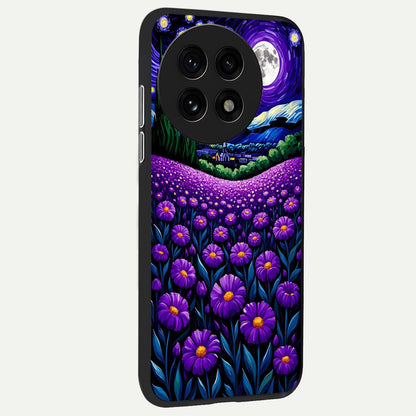  Lavender Moon Field back cover For OnePlus 13R slim fit glass case with vibrant aesthetic design