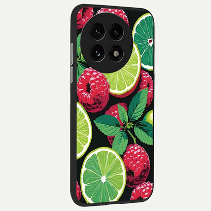  Lime and Raspberry Pattern back cover For OnePlus 13R slim fit glass case with vibrant aesthetic design