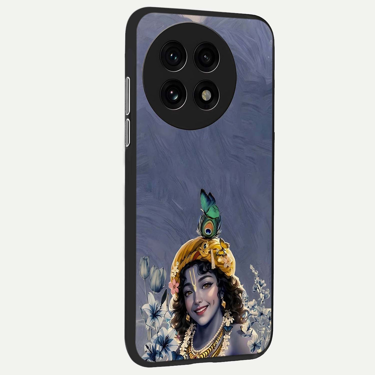  Lord Krishna back cover For OnePlus 13R slim fit glass case with vibrant aesthetic design