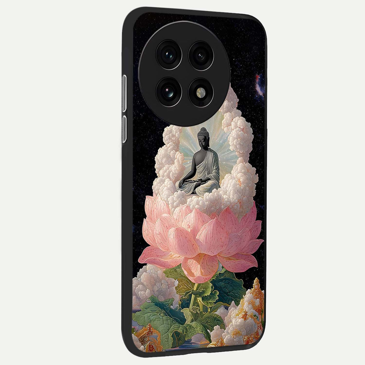  Lotus Divine Peace back cover For OnePlus 13R slim fit glass case with vibrant aesthetic design