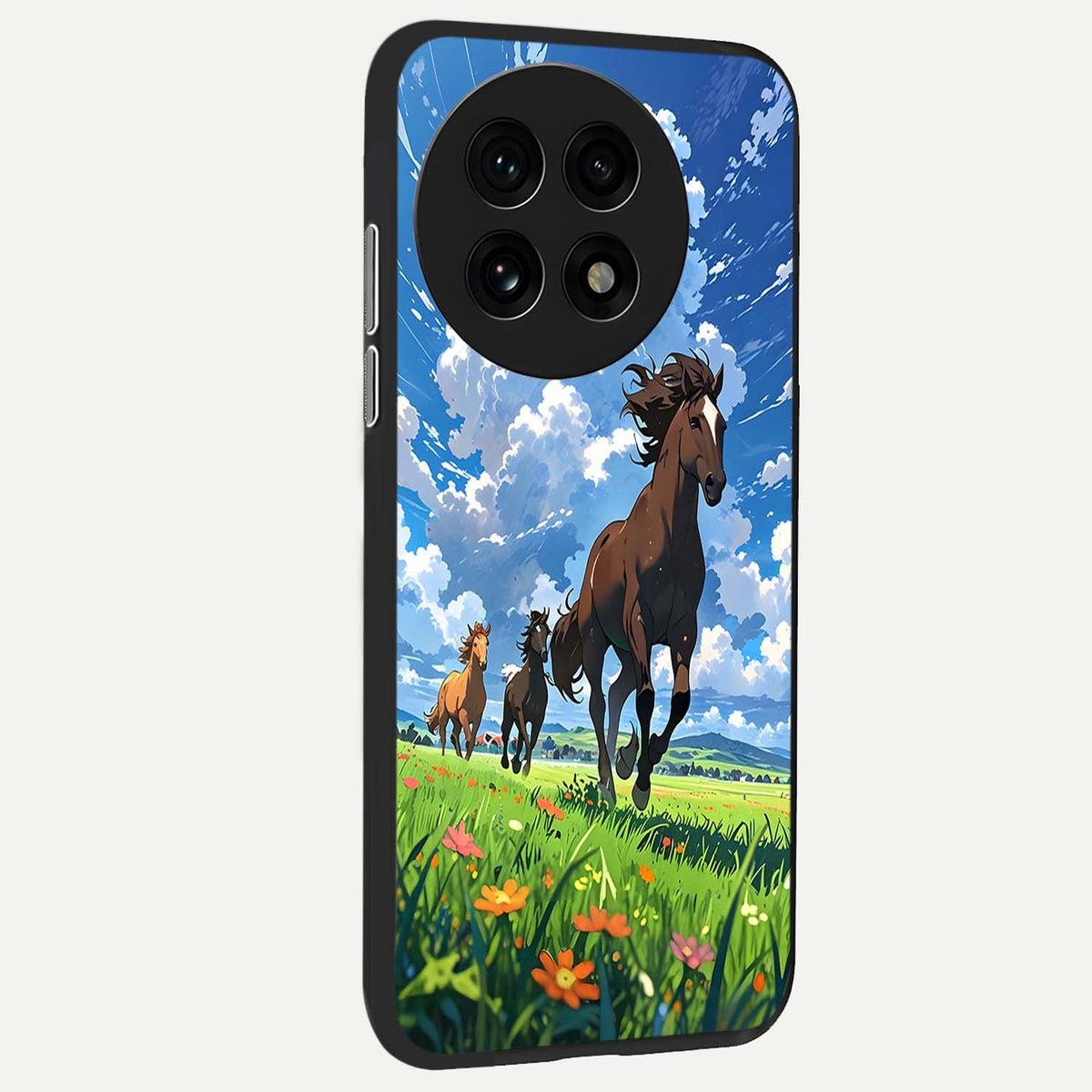  Majestic Horses Galloping back cover For OnePlus 13R slim fit glass case with vibrant aesthetic design