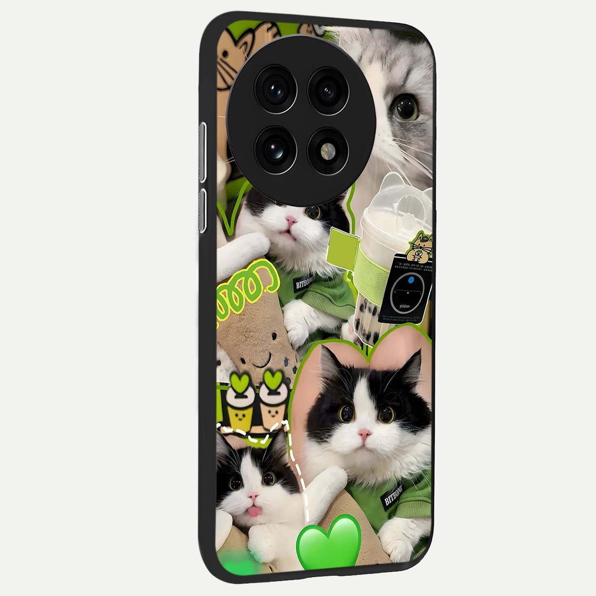  Matcha Cats Mood back cover For OnePlus 13R slim fit glass case with vibrant aesthetic design